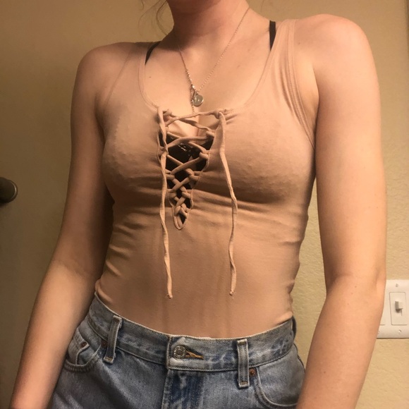Topshop Tops - Topshop Lace Up Bodysuit